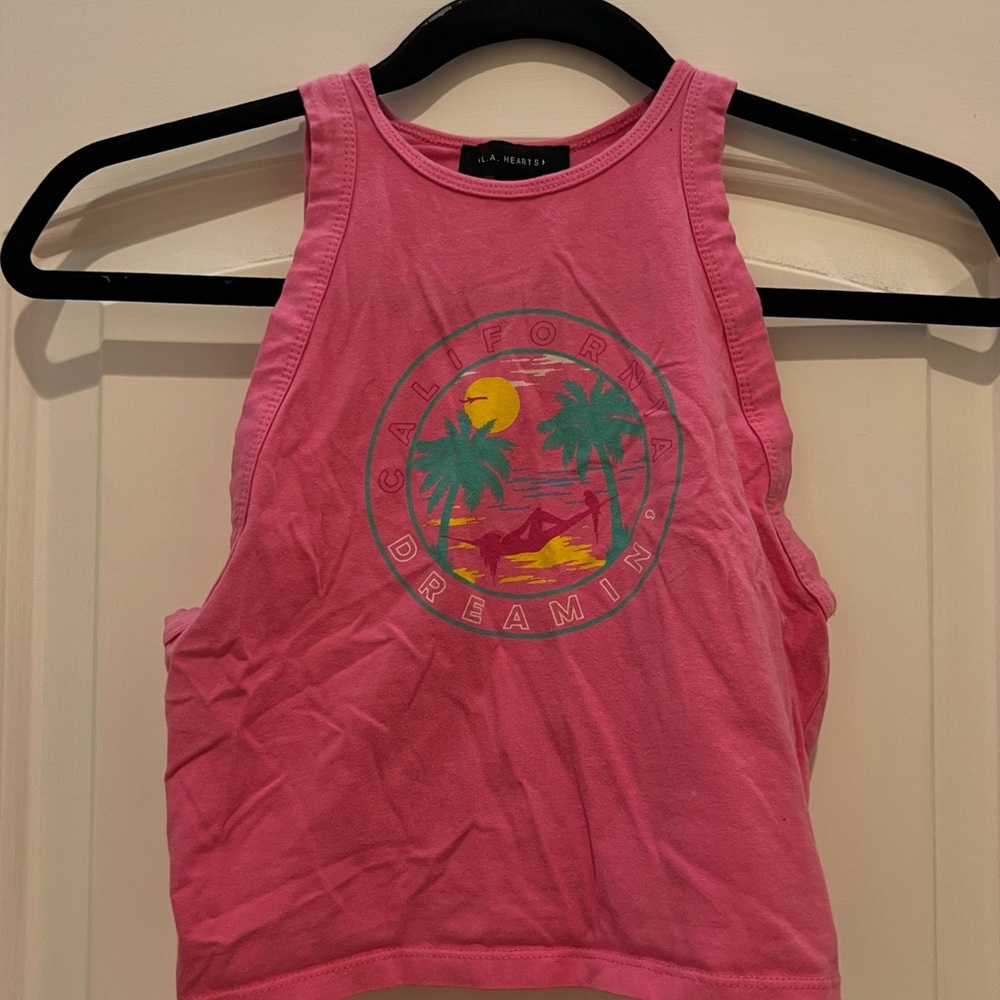 La Hearts Bright Pink Tank Top